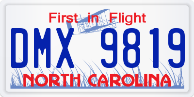 NC license plate DMX9819
