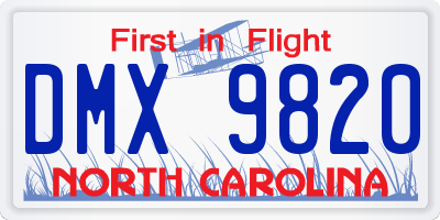 NC license plate DMX9820