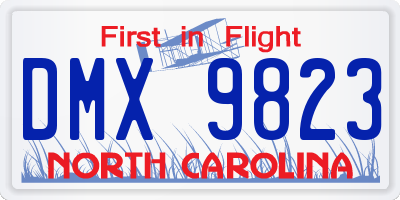 NC license plate DMX9823
