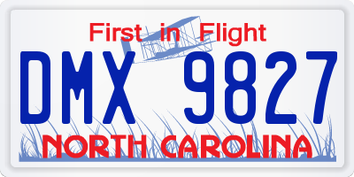 NC license plate DMX9827