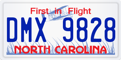 NC license plate DMX9828