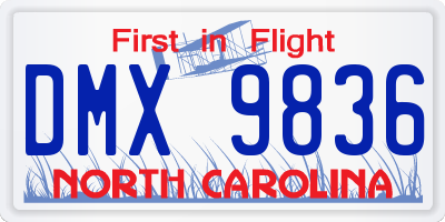 NC license plate DMX9836