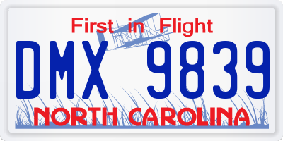 NC license plate DMX9839