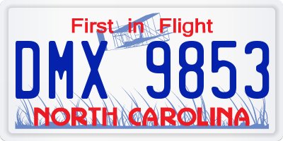 NC license plate DMX9853
