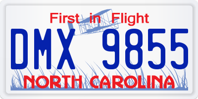 NC license plate DMX9855