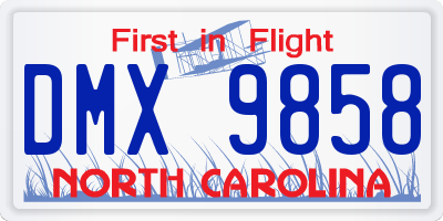 NC license plate DMX9858