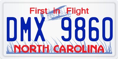 NC license plate DMX9860