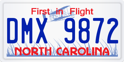 NC license plate DMX9872