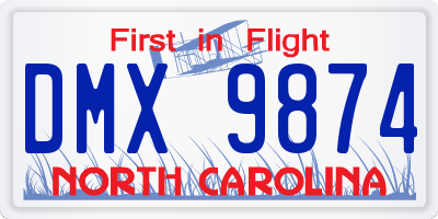 NC license plate DMX9874