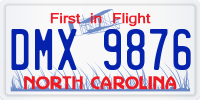 NC license plate DMX9876