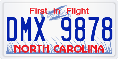 NC license plate DMX9878