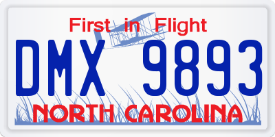 NC license plate DMX9893