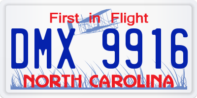 NC license plate DMX9916