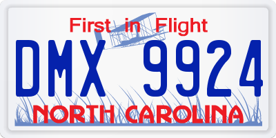 NC license plate DMX9924