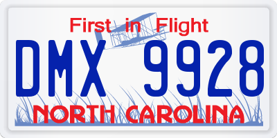 NC license plate DMX9928