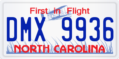 NC license plate DMX9936