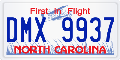 NC license plate DMX9937