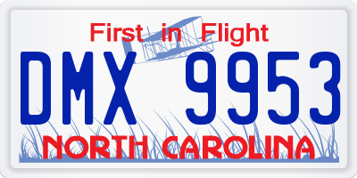 NC license plate DMX9953