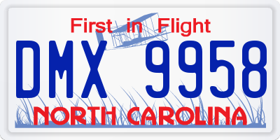 NC license plate DMX9958