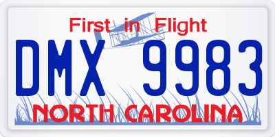 NC license plate DMX9983