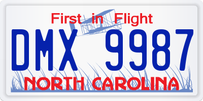 NC license plate DMX9987