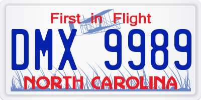 NC license plate DMX9989