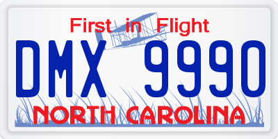 NC license plate DMX9990