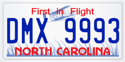 NC license plate DMX9993