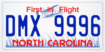 NC license plate DMX9996