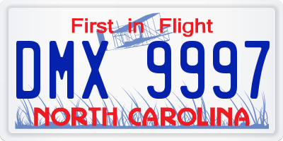NC license plate DMX9997