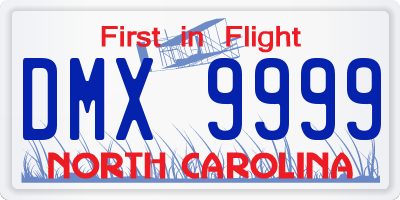NC license plate DMX9999