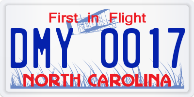 NC license plate DMY0017