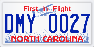 NC license plate DMY0027