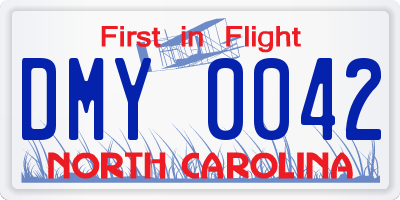NC license plate DMY0042
