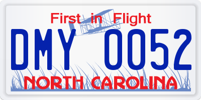 NC license plate DMY0052