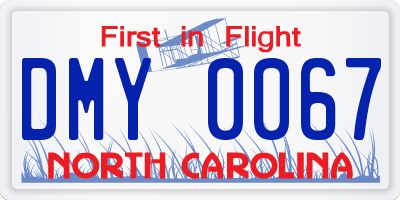 NC license plate DMY0067
