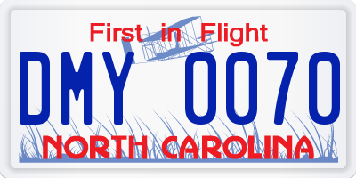 NC license plate DMY0070