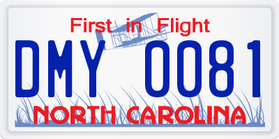 NC license plate DMY0081