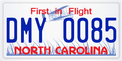 NC license plate DMY0085