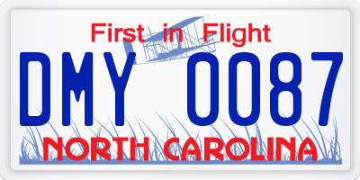 NC license plate DMY0087