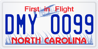 NC license plate DMY0099