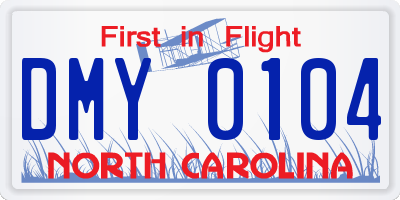 NC license plate DMY0104