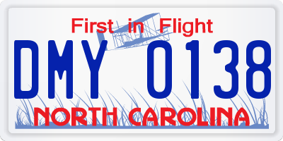NC license plate DMY0138