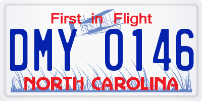 NC license plate DMY0146