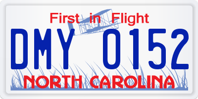 NC license plate DMY0152