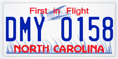 NC license plate DMY0158