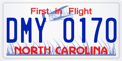 NC license plate DMY0170