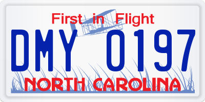 NC license plate DMY0197