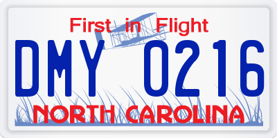 NC license plate DMY0216