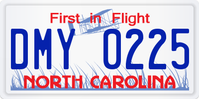 NC license plate DMY0225